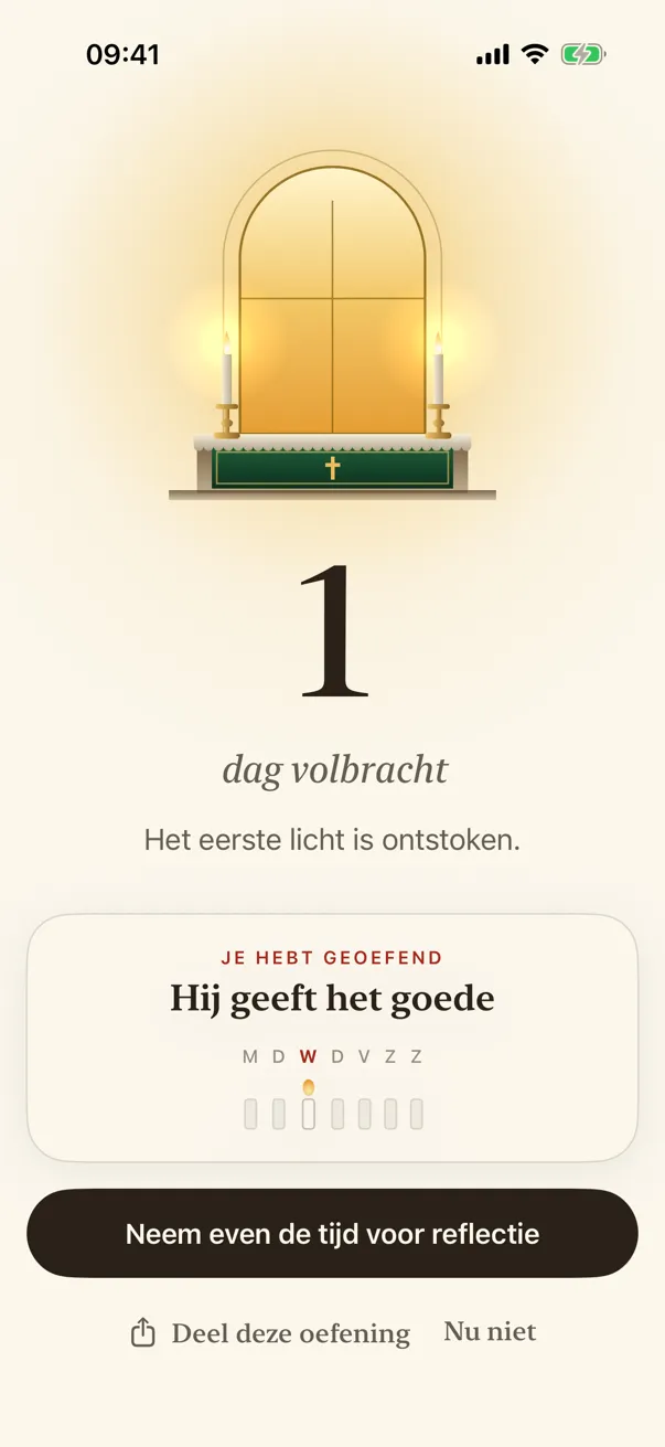 Een volbrachte dag: weer een venster verlicht.